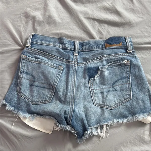 American Eagle Outfitters Blue Jean Shorts High-Waisted Distressed - Image 2