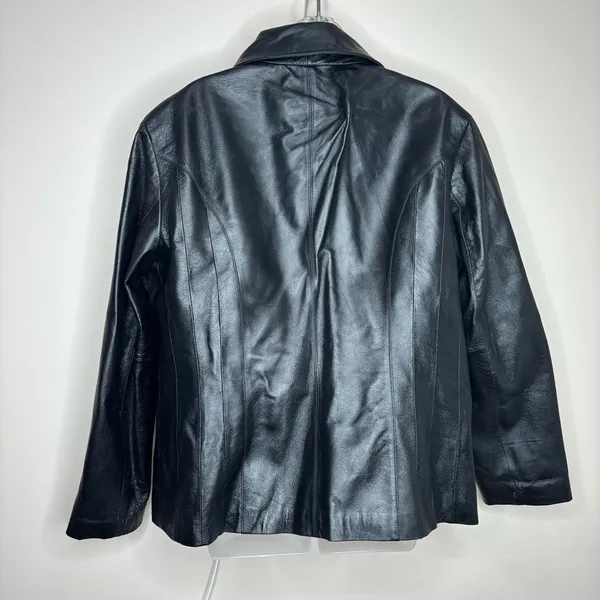 East 5th Genuine Leather Y2K Vintage Black Zip Up Jacket Coat size XL - Image 3
