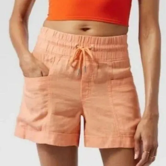 Athleta Cabo Linen 4" Short Size 8 Orange Summer Beach - Image 2