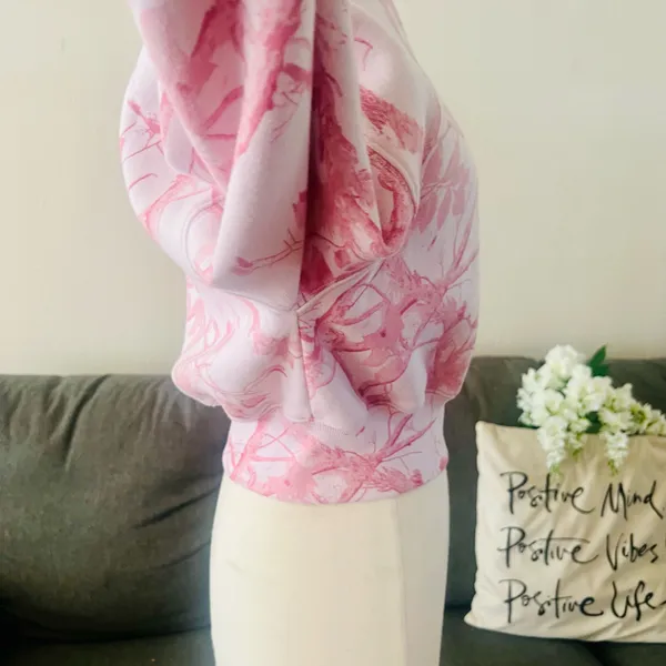 Abercrombie & Fitch Light Pink Camo Sunday Off-Shoulder Sweater - Image 7