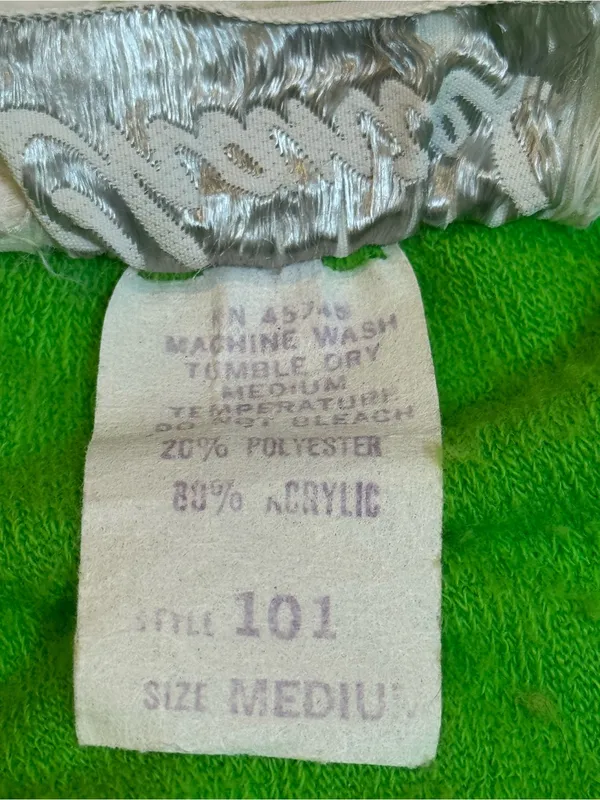 Vintage Chantel Terry Cloth Maxi Dress M Lime Green Strapless Pool Cover Up Slit - Image 7