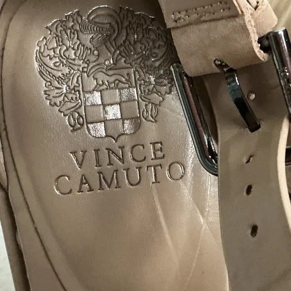 Vince Camuto Women Tan Suede Peep Toe Ankle Strap Heels Size 10M - Image 8