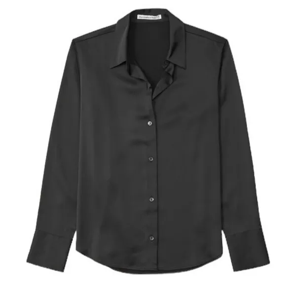 Abercrombie - Long-Sleeve Satin Button-Up Shirt Sz M - Image 2