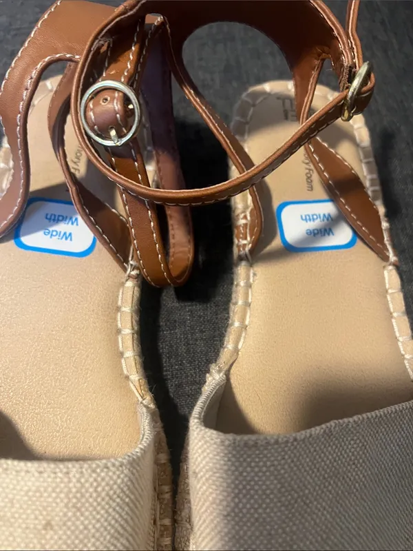Time and Tru Beige and Tan Espadrille Sandals with Ankle Strap - Image 3