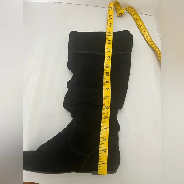 Gianni Bini Black Suede Slouch Knee High low heel Boots Foldover Cuff Size 8M - Image 15