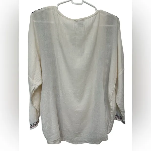 Lucky Brand White Long Sleeve Embroidered Boho Top - Image 2