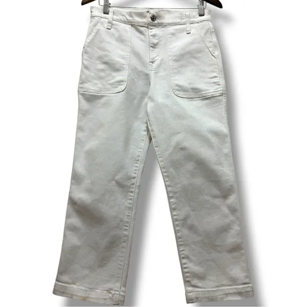 454 J.Crew | EUC White High-Rise Utility Straight Leg Crop Jeans (Size 27P) - Image 4