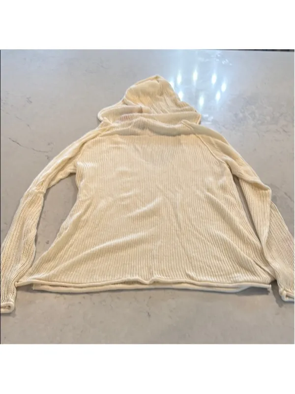 Hanna Andersson Cream Wool Blend Hooded Cardigan Extra Large - Image 10