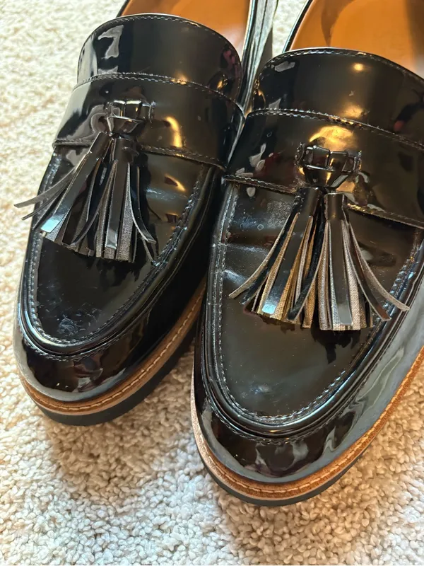 Franco Sarto Carolynn Platform Loafer black patent slip on shoes women size 10 - Image 8