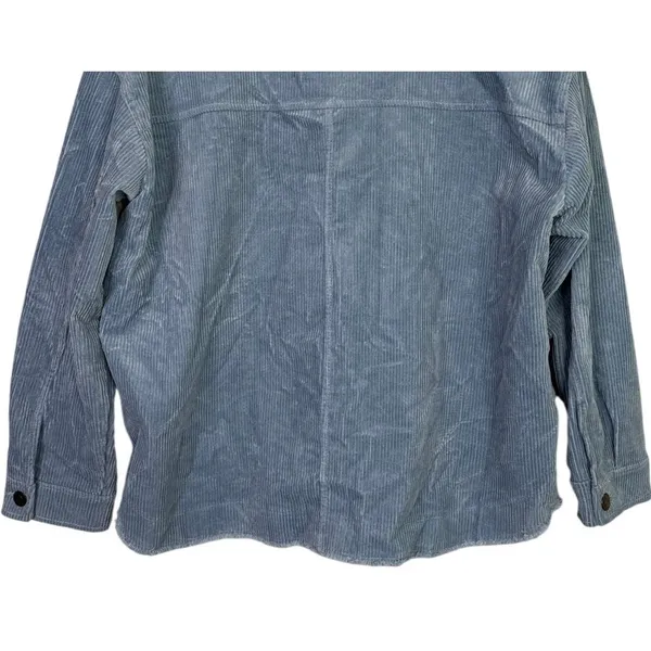 Zara Oversized Long Sleeve Corduroy Shacket Raw Hem Button Down Jacket M Blue - Image 7