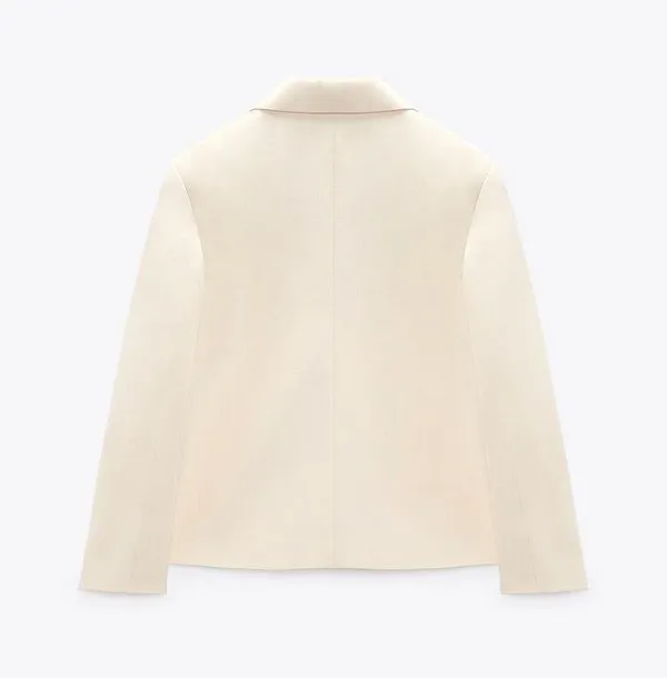 ZARA blazer cotton casual boyfriend relaxed mom classic beige - Image 7