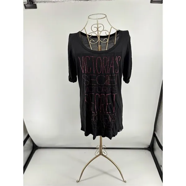 Victoria’s Secret Supermodel Essentials Black Logo Tee XS Y2K - Image 4