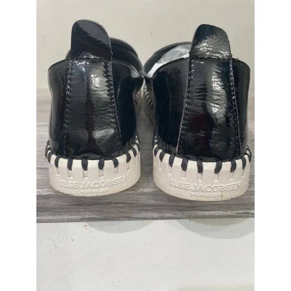 Ilse Jacobsen Tulip Black Patent Loafers Scalloped Sole Slip‎ On Shoes Size 36 - Image 3
