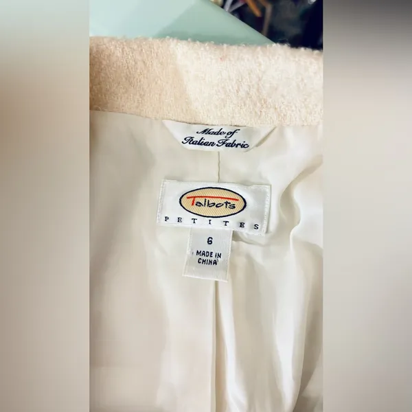 Talbots Petite Cream beige Italian fabric wool dress blazer business jacket - Image 6