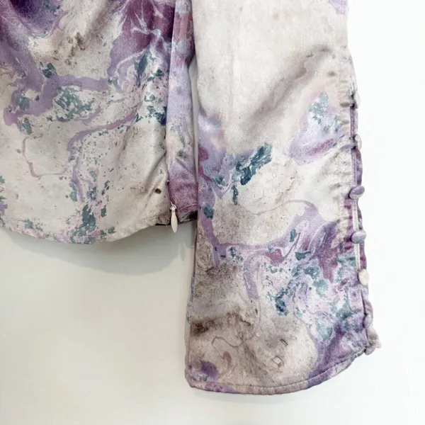 Zara Marble Print Blouse Small Flare Sleeve Twist V Neck Night Out Office Siren‎ - Image 4