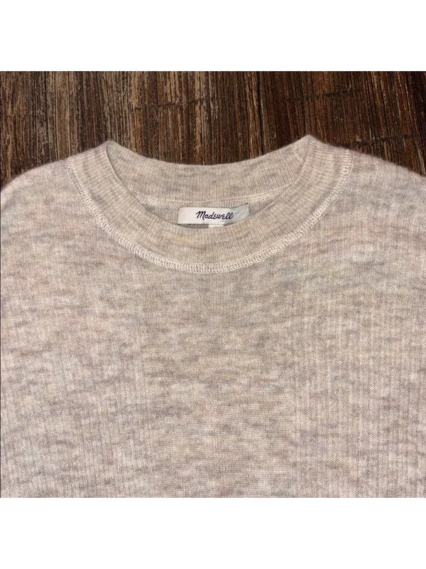 Madewell Ribbed Alpaca-Blend Crewneck Sweater‎ Heather Stone Small - Image 5