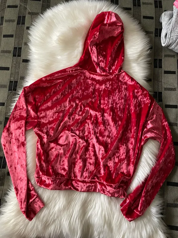 Fabletics Crushed Velour Zip Up Hoodie strawberry red  - Image 8