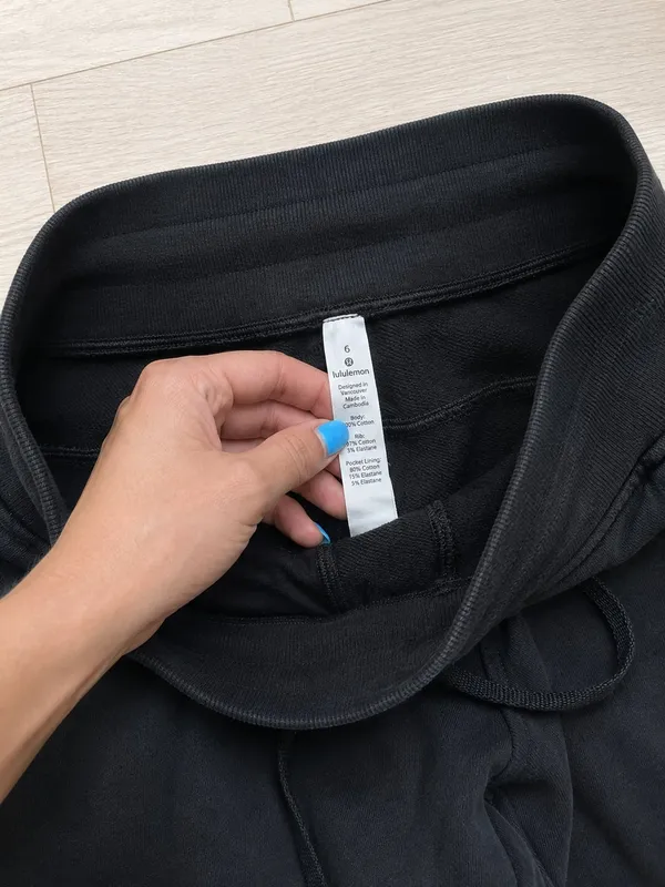 Lululemon Black Scuba Joggers Cotton Blend Drawstring Cuffed Size 6 Lounge - Image 3