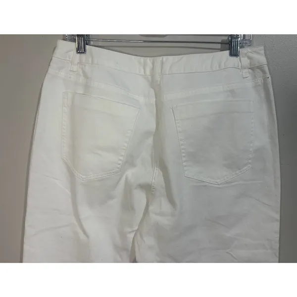 Talbots Capri Pants Womens 12P White Good‎ Snap Hem Stretch Denim Cropped Jeans - Image 7