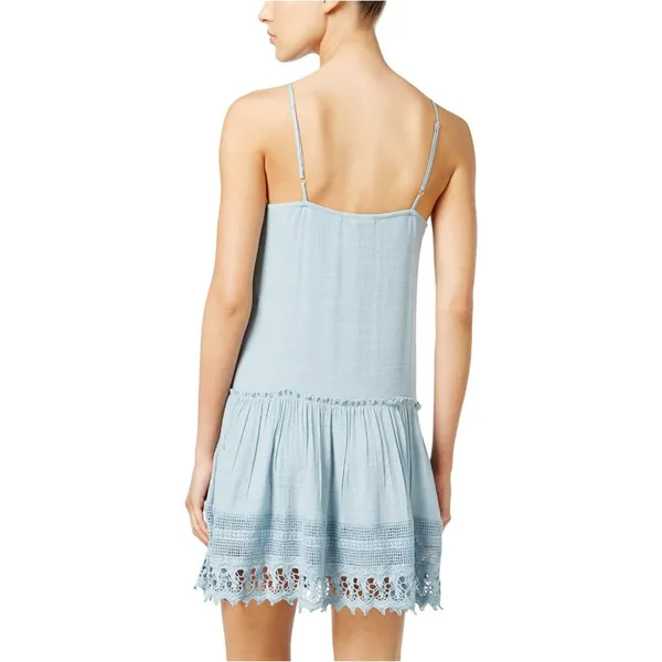 NWT Fishbowl Juniors Crochet-Trim Peasant Slip Dress 0033380780 Blue S - Image 2
