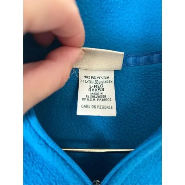 L.L. Bean Womens Pullover Large Regular Quarter Zip Mock Neck Cobalt Blue Fleece - Image 2