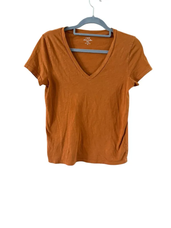 Women's J.Crew Slub Cotton V-Neck Tee, Size S, Orange - Image 2