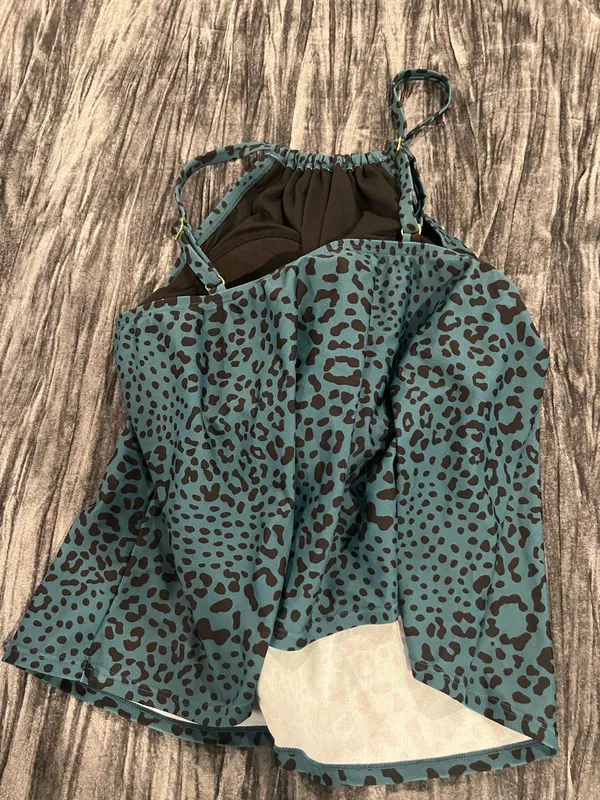 Teal Leopard Print Sleeveless Swim Top by Kona sol Size XL - Image 2