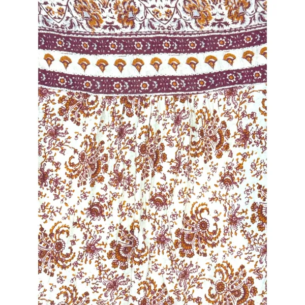 Lucky Brand Womens Boho Floral Paisley Peasant Top Tassel Studded Orange Small‎ - Image 7