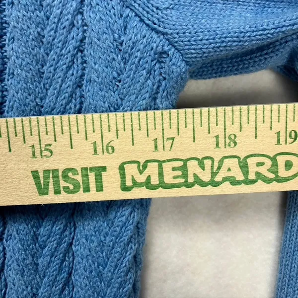 LL Bean Womens Blue Cotton Cable Knit Sweater Size Medium Fisherman‎ - Image 8