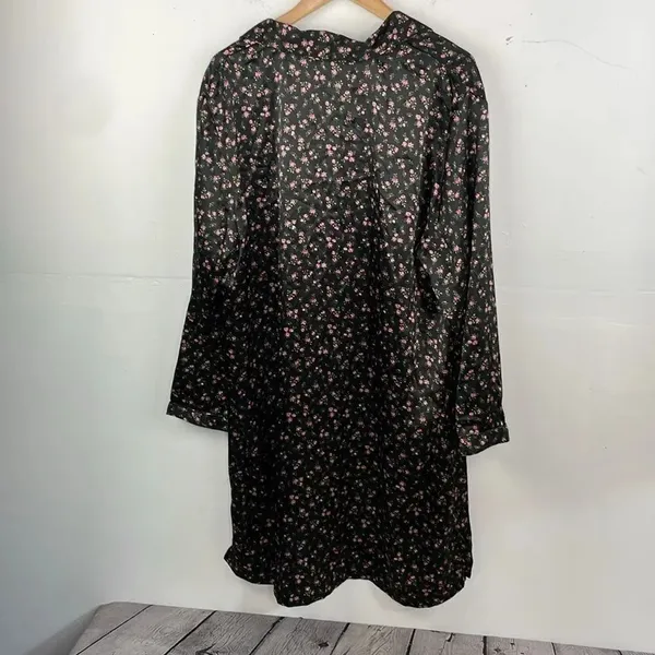 Morgan Taylor Intimates Floral Black sleep night gown button down size 2X XXL - Image 8