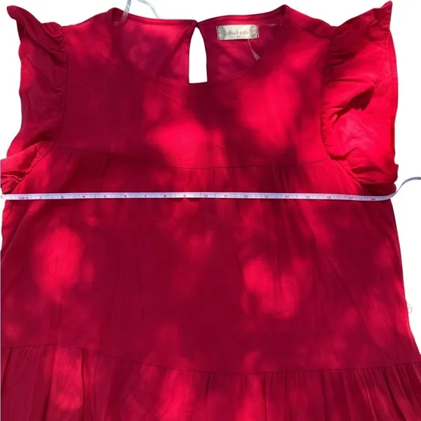 Altard State‎ Red Ruffle Sleeve Tiered Mini Dress Medium Feminine Babydoll Y2K - Image 7