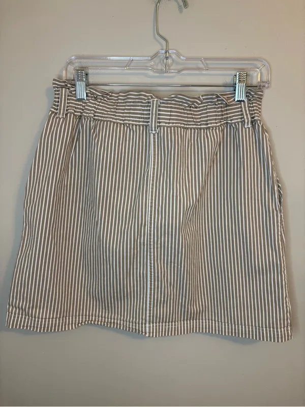 Abercrombie & Fitch Striped Button Front Mini Skirt Tan White M - Image 2