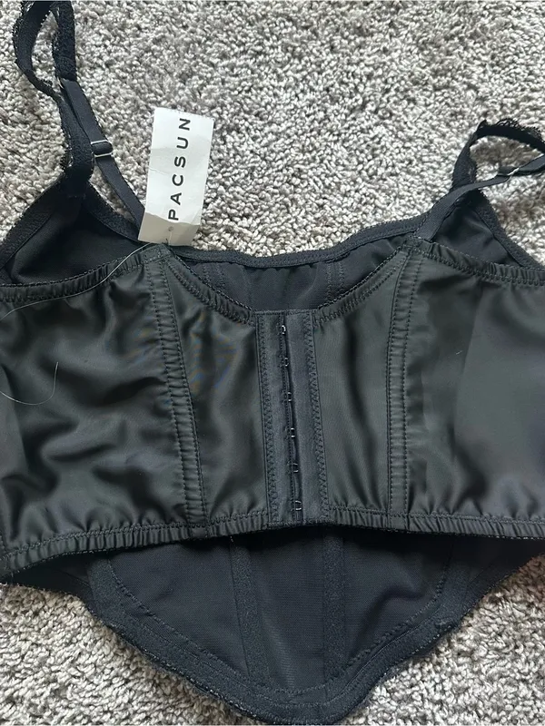 Kendall & Kylie Black Lace-Trim Bustier Crop - Image 5