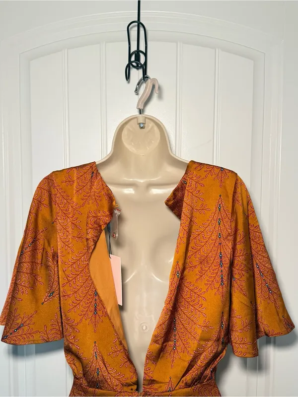 Hello Molly Women’s Size 4 Midnight Noise Rust Color Romper Lined Boho Chic - Image 8