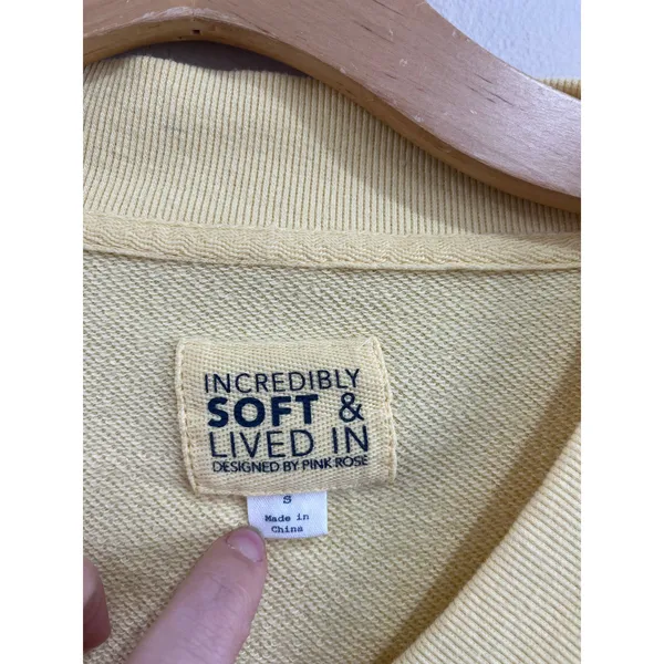 Pink Rose Yellow V Neck Sweater S Soft Relaxed Cozy‎ Lived In Casual Chic - Image 3