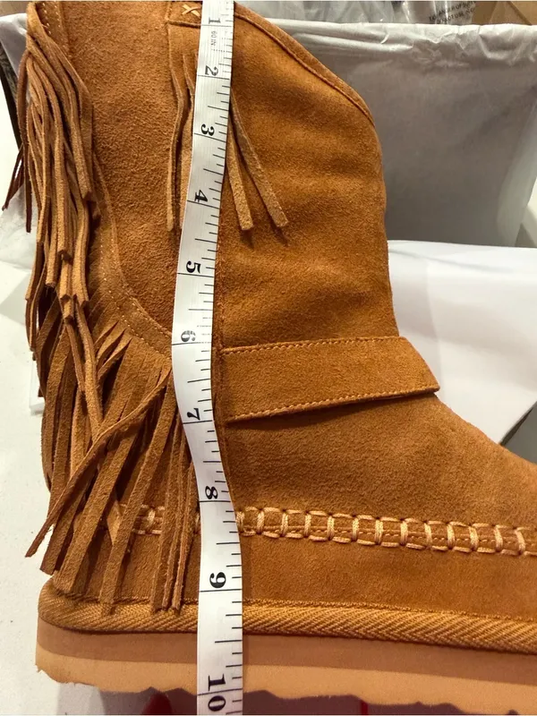 Free People Suede Faye Fringe Pull On Boots Color Honey Women’s 7.5 NWT - Image 10