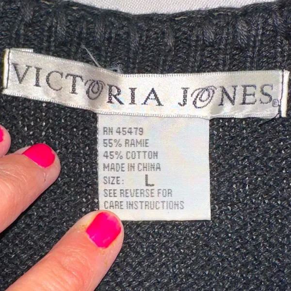 VICTORIA JONES • Vtg Christmas Vest Sweater Beaded Snowman Ugly Sweater Black Lg - Image 7
