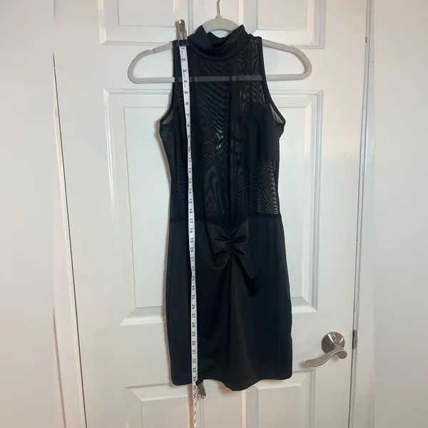 Women's Sheer Mesh Bodycon Mini Dress Mock Neck Sleeveless Size‎ Large - Image 4