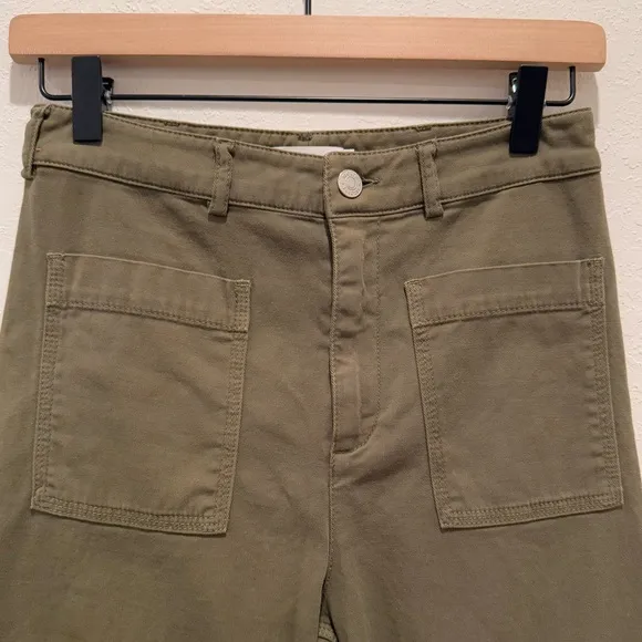 A.L.C. Frank Wide Leg Sailor Pants in Army Green Cropped size 0 - Image 8