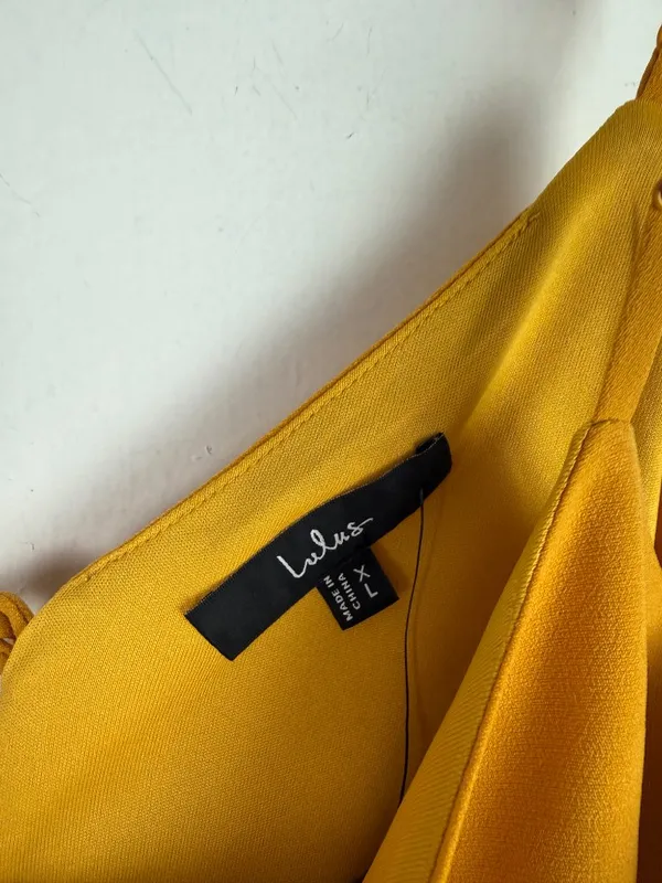 NWT Lulus Mustard Yellow Lace Up Back Crop Top Size XL NEW - Image 4
