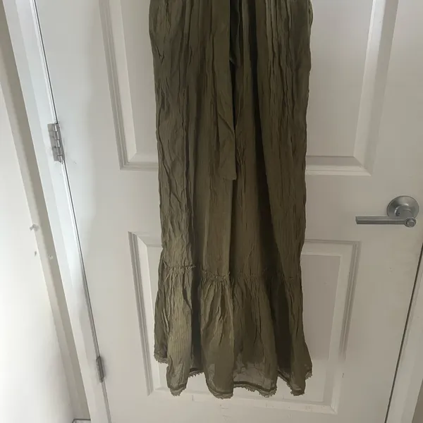 Free People Olive V-Neck Tiered Maxi Dress - Image 9