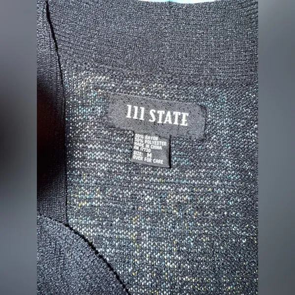 Vintage 111 State collared black semi see through tunic sweater, size medium - Image 8