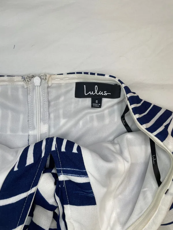 Lulu's Navy & White Strapless Tie-Front Romper - Image 7