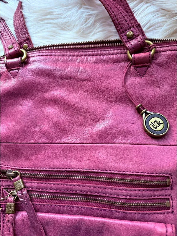 The Sak Vintage Burgundy Leather Tote Bag with Multiple Pockets - Image 12
