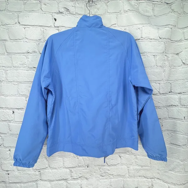 Adidas Track Jacket Women’s Large Light Blue Full Zip Up Running 3 Stripes - Image 2