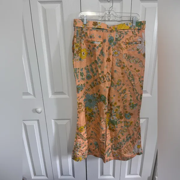 Zimmermann Lola Pants Floral Print Linen Kick-Flare Pants EU 4 (US 12) - Image 4