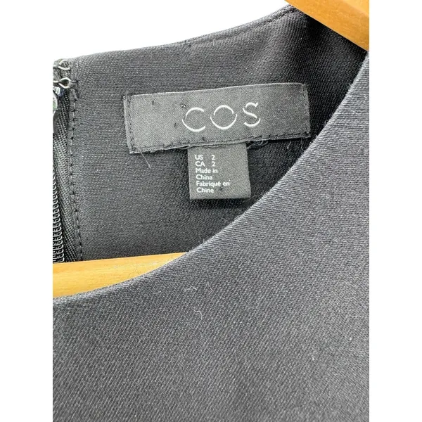 COS Black Wool Silk Blend‎ Sleeveless Shift Dress Round Neck Minimalist Size 2 - Image 4