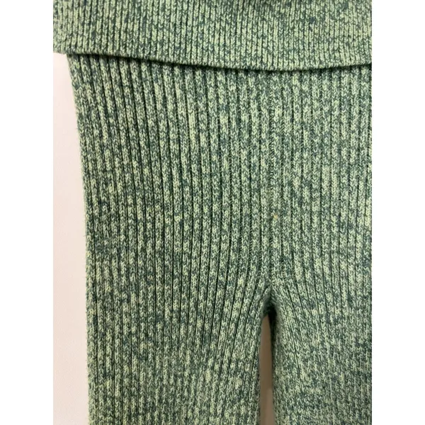 Aerie women’s XS Ribbed Knit High Waisted Flare Pants Green stretch foldover boh - Image 14
