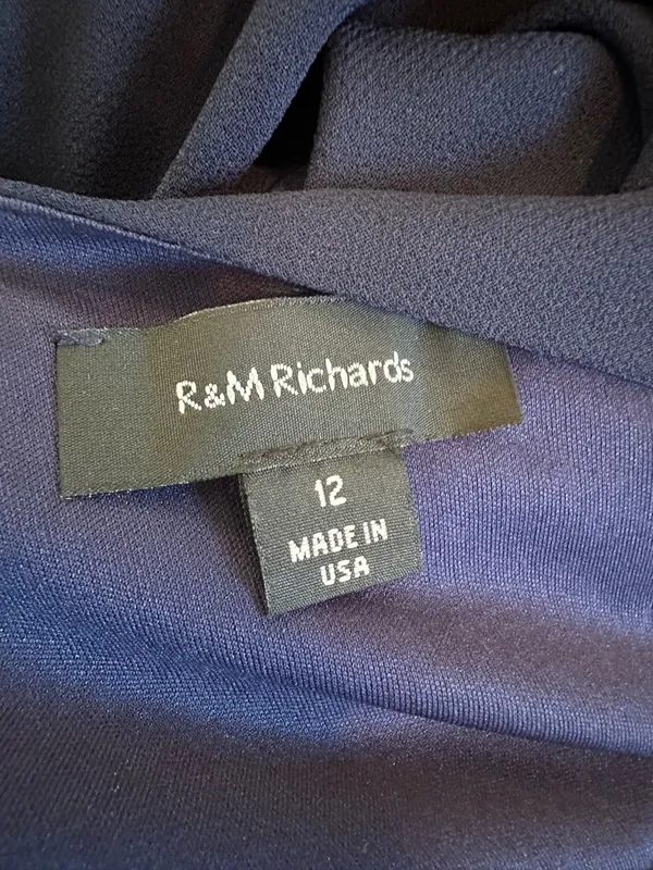 Vintage R&M Richards Maxi Dress Navy Blue Beaded Evening Special Occasion Party - Image 7
