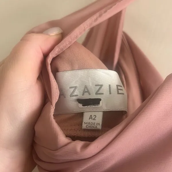 ✨Azazie Eilish Stretch Dusty Rose A-Line Pleated Stretch Chiffon Sz A2 Dress✨ - Image 9